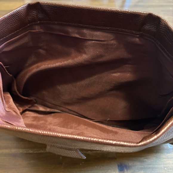 Vintage Lizard Skin Brown Clutch Evening Bag Purse Textured Rare - Picture 5 of 9